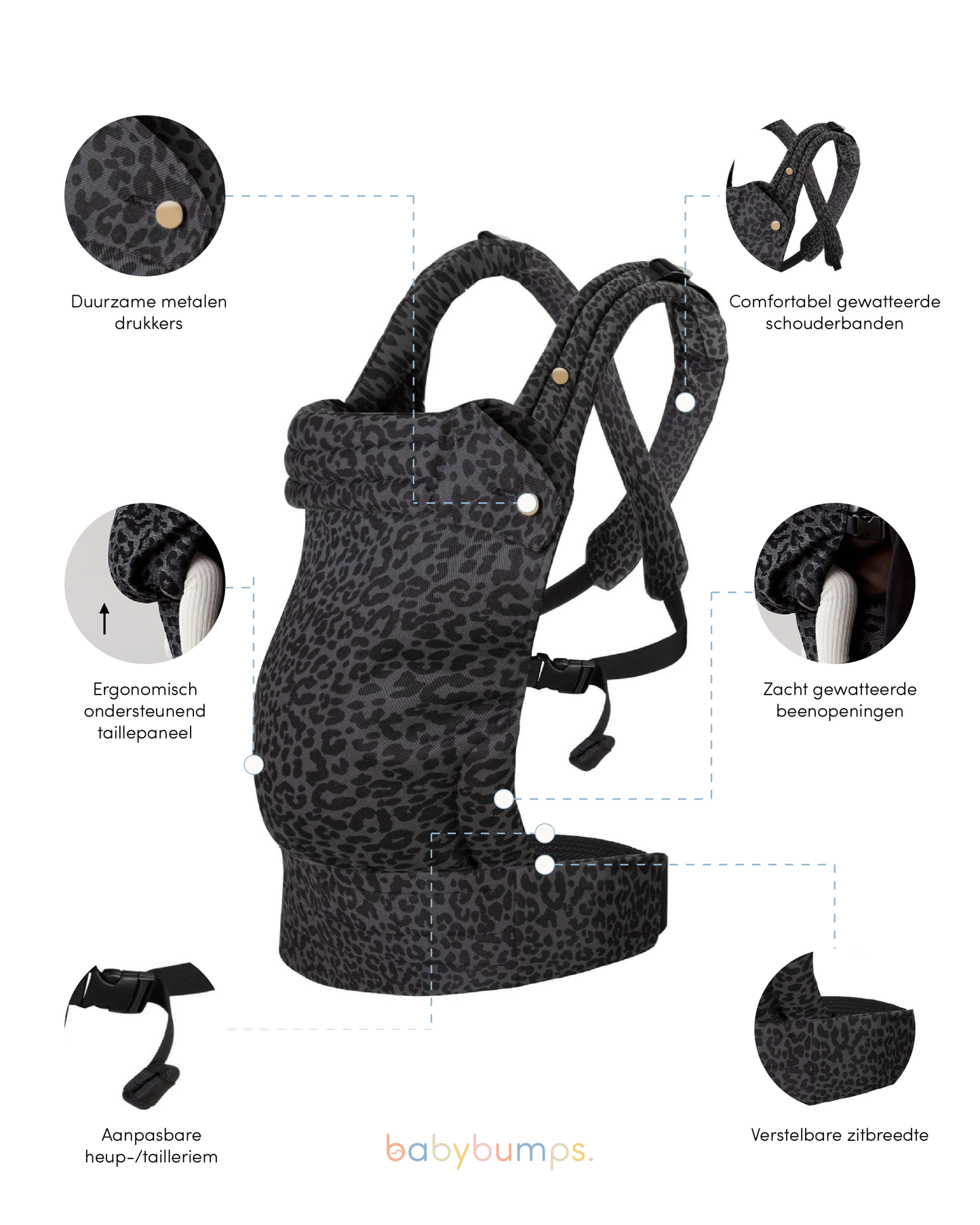 Draagzak baby | Luipaard Grijs