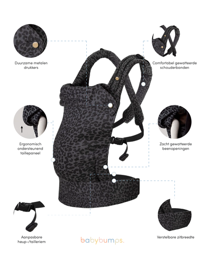 Draagzak baby | Luipaard Grijs